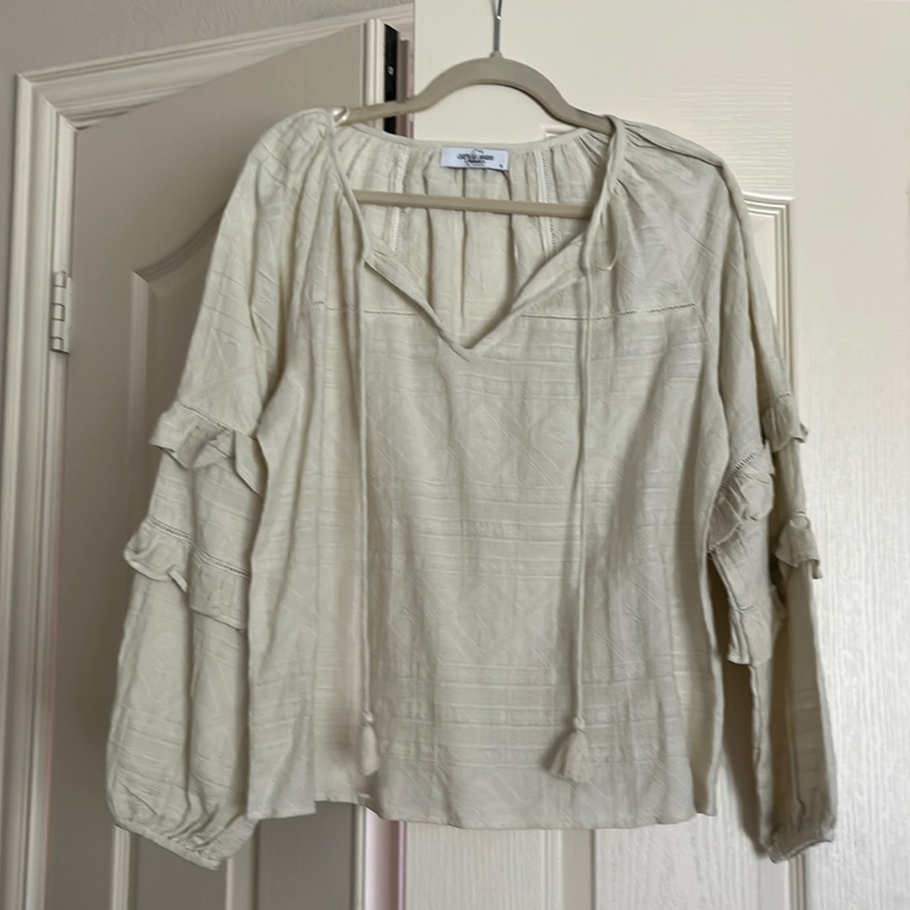 CJLA Cream tassel blouse NWOT